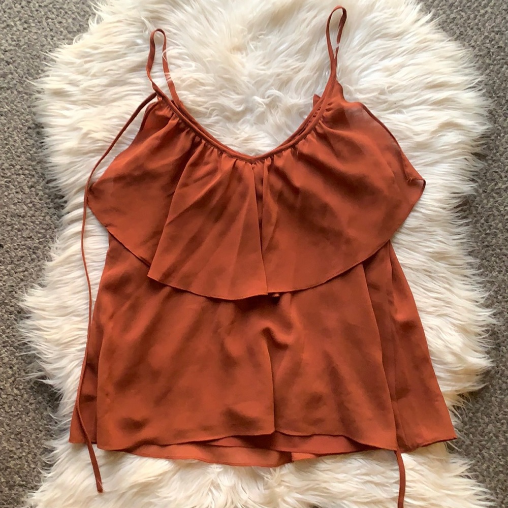 Rust Semi Sheer Blouse Top Cami